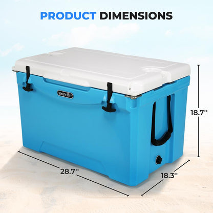 75 Qt Cooler Box, 5-Day Ice Retention, Rotomolded, Blue