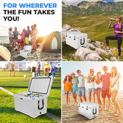 75-Quart Portable Cooler Box, 5-Day Ice Retention, Heavy-Duty, White