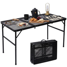 Serenelife Foldable Camping Table - 4Ft Large-Sized Height Adjustable Portable Outdoor Table With Easy Fold Design, Space-Saving Storage, Weather-Resistant Surface For Camping, Fishing, Picnics & Outdoor Adventures (Black) SLCMPTBL4BL