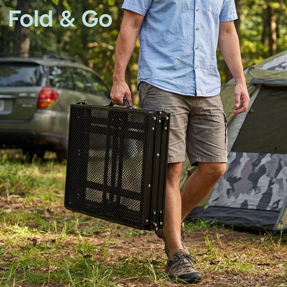 Serenelife Foldable Camping Table - 4Ft Large-Sized Height Adjustable Portable Outdoor Table With Easy Fold Design, Space-Saving Storage, Weather-Resistant Surface For Camping, Fishing, Picnics & Outdoor Adventures (Black)
