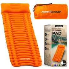 Sleeping Pad with Pillow - Fast Inflation, Tear-Resistant, Orange