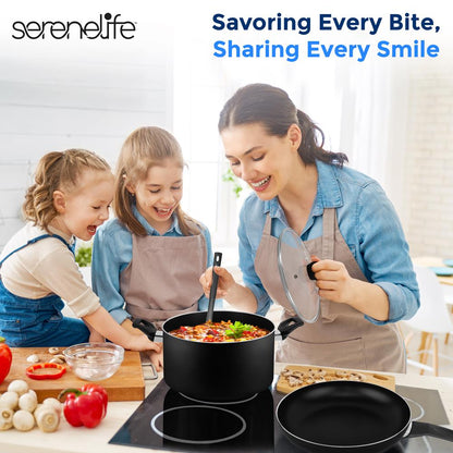 15-Piece Non-Stick Cookware Set, Even Heat, Black Coating