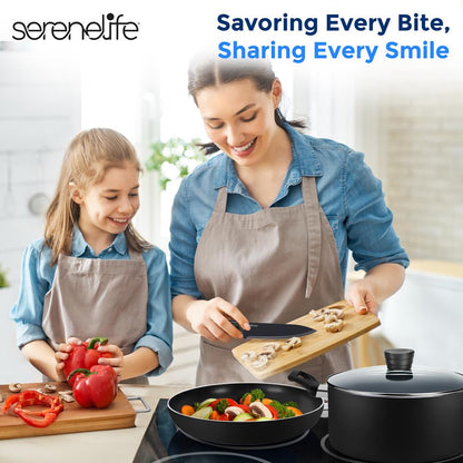 20-Piece Non-Stick Cookware Set, Even Heat, Black Coating