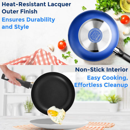 20-Piece Cookware Set, Even Heat, Nonstick Coating, Blue