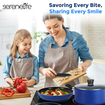 20-Piece Cookware Set, Even Heat, Nonstick Coating, Blue