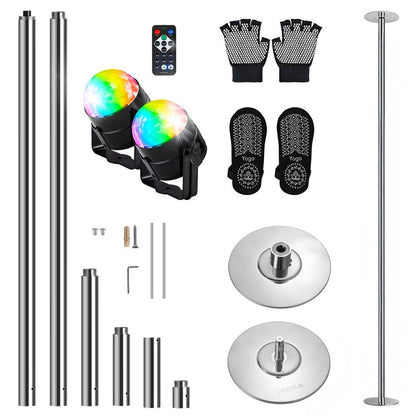 Spinning Dance Pole with Lights, Durable Steel, Adjustable Height