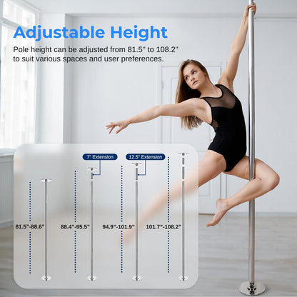 Professional Spinning Dancing Pole - Portable & Removable Fitness Pole, Great For Training & Exercise