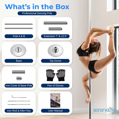 Professional Spinning Dancing Pole - Portable & Removable Fitness Pole, Great For Training & Exercise