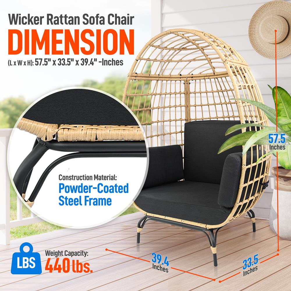 product image number 2 for SereneLife Wicker Egg Chair