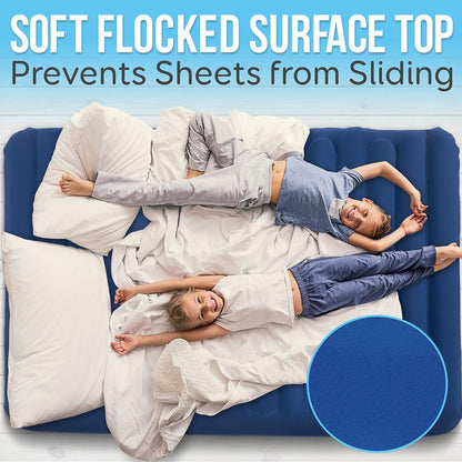 Queen Air Mattress with Frame, Self-Inflating, Plush Flocking, 20" Raised