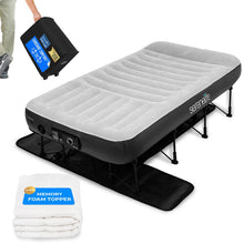 Inflatable Air Mattress with Frame, Auto Inflate, Memory Foam Cover, Twin-Size