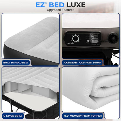 Inflatable Air Mattress with Frame, Auto Inflate, Memory Foam Cover, Twin-Size