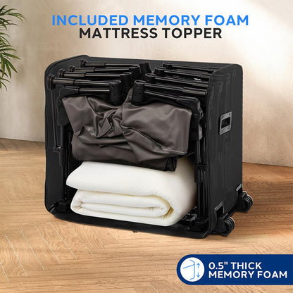 Inflatable Air Mattress with Frame, Auto Inflate, Memory Foam Cover, Twin-Size