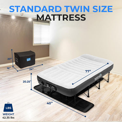 Inflatable Air Mattress with Frame, Auto Inflate, Memory Foam Cover, Twin-Size