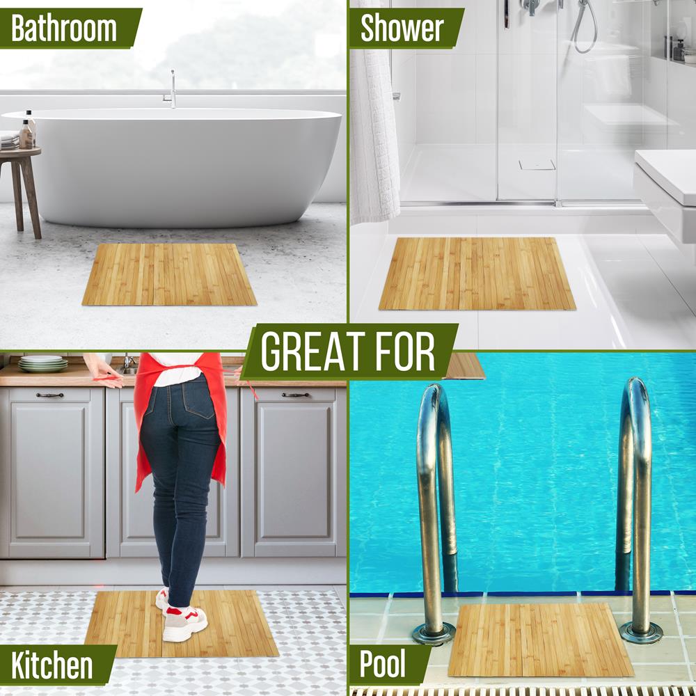 product image number 6 for SereneLife Bamboo Bathroom Floor Mat