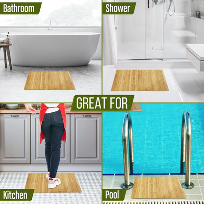 product image number 6 for SereneLife Bamboo Bathroom Floor Mat