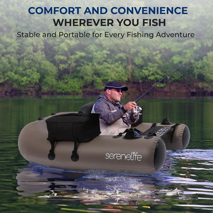 Inflatable Fishing Float Tube - Stable PVC Design, 220 lbs Capacity