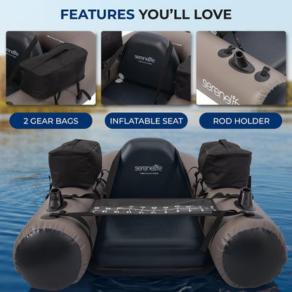 Inflatable Fishing Float Tube - Stable PVC Design, 220 lbs Capacity