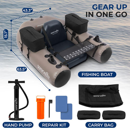 Inflatable Fishing Float Tube - Stable PVC Design, 220 lbs Capacity