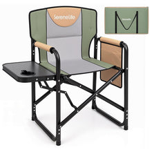 Serenelife Portable Foldable Director Chair With Side Table, Cup Holder & Carry Bag For Outdoor Use  (Green) SLFLDCHTBLG