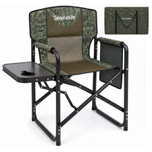 Serenelife Portable Foldable Director Chair With Side Table, Cup Holder & Carry Bag For Outdoor Use  (Green) SLFLDCHTBLGC