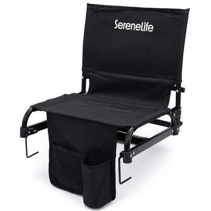 Serenelife Stadium Chair With Backrest –Compact, Foldable, Lightweight & Durable For Outdoor Events And Sports Games  (Black)
