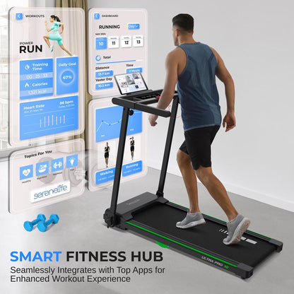 Folding Treadmill for Weight Loss, 2.5 HP Motor, Shock Absorption, White LED
