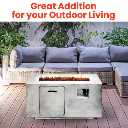 Fire Pit Table 50,000 BTU Stainless Steel Burner Weather Resistant
