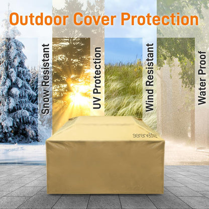 Outdoor Propane Fire Pit Table 50,000 BTU Auto-Ignition Glass Wind Guard