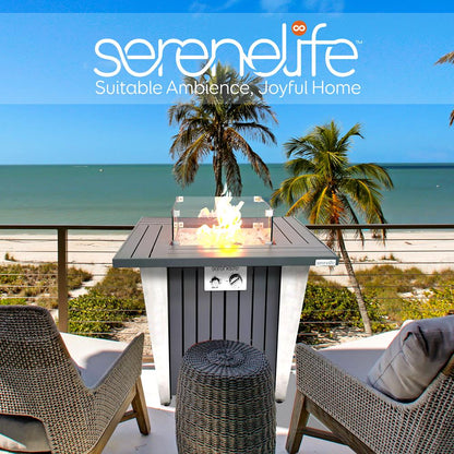 Propane Fire Pit Table 50,000 BTU Stainless Steel Pan & Legs, Weather Cover