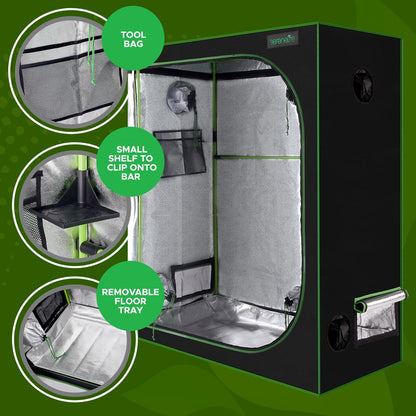 Hydroponic Grow Tent 48"x24"x60" Reflective Mylar with Floor Tray