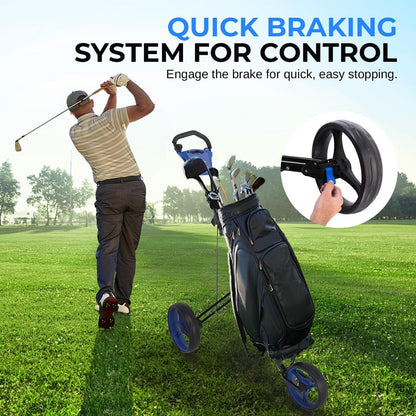 Foldable 3-Wheel Golf Cart, Easy Storage, Steel Frame, Quick Brake