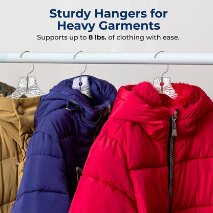 24-Pack Transparent Non-Slip Hangers, Space-Saving, Swivel Hook