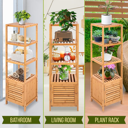 5 Tier Bamboo Storage Cabinet Shelf