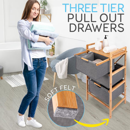 product image number 4 for SereneLife Bamboo Shelf With Storage Hamper
