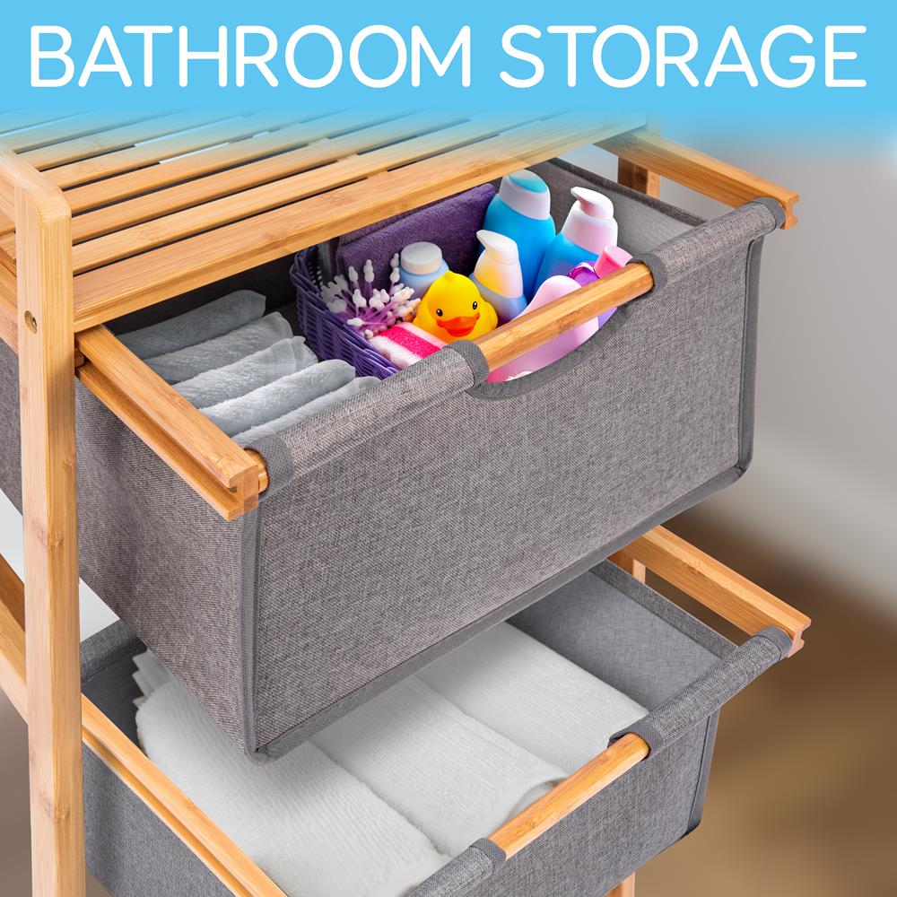 product image number 5 for SereneLife Bamboo Shelf With Storage Hamper