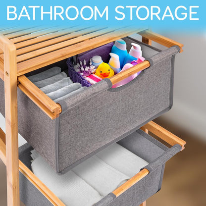 product image number 5 for SereneLife Bamboo Shelf With Storage Hamper