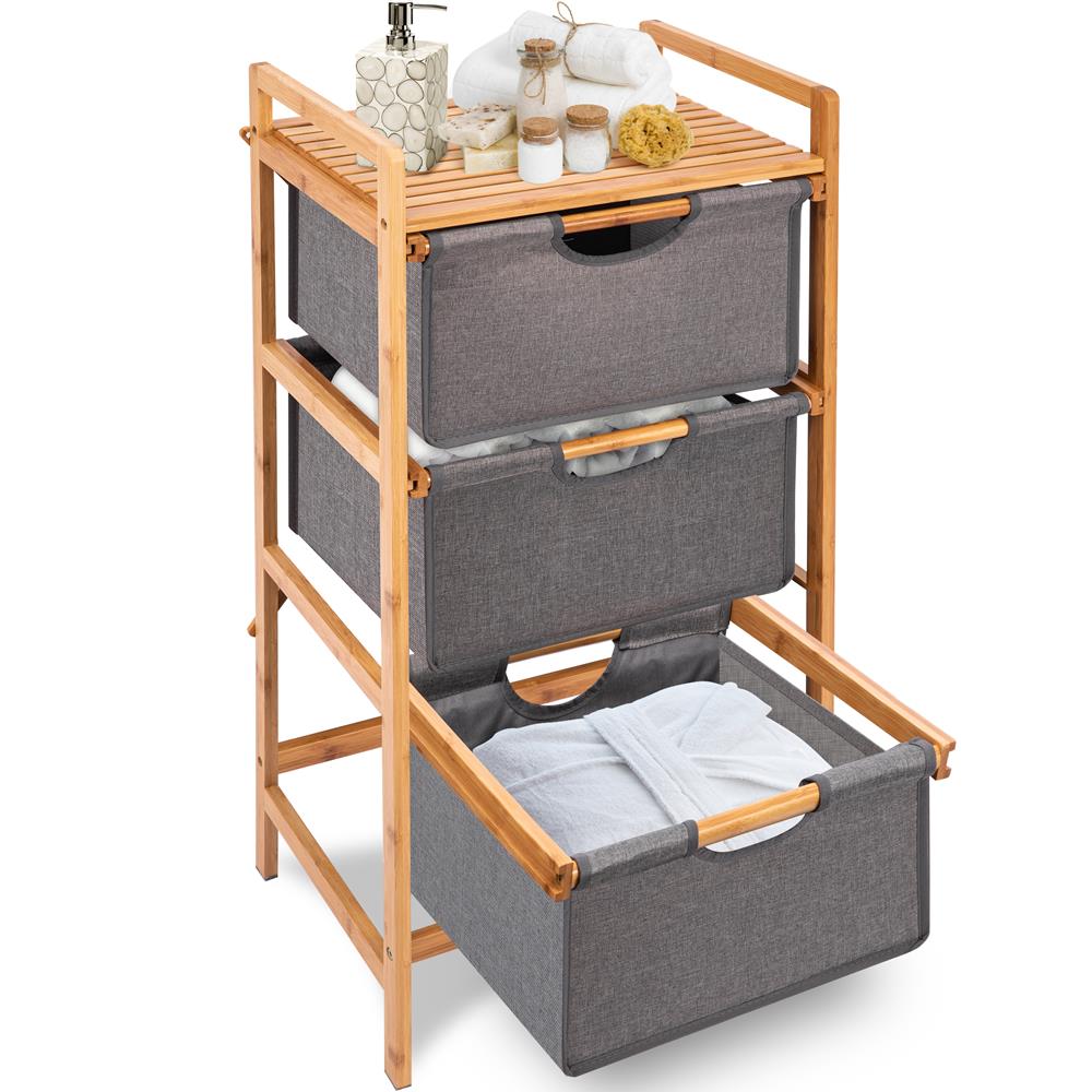 product image number 1 for SereneLife Bamboo Shelf With Storage Hamper