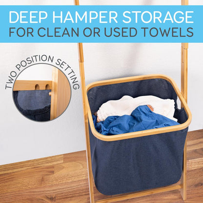 product image number 5 for SereneLife Bamboo Leaning Shelf With Storage Hamper