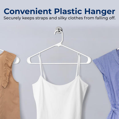 10 Pack Non-Slip Plastic Hangers, Space-Saving, 360° Swivel Hook, White