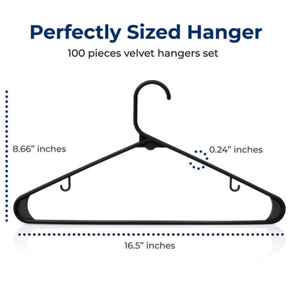100-Piece Non-Slip Plastic Hangers, Space-Saving, 360° Swivel Hook