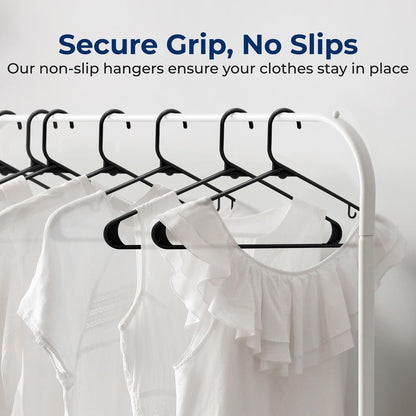 100-Piece Non-Slip Plastic Hangers, Space-Saving, 360° Swivel Hook
