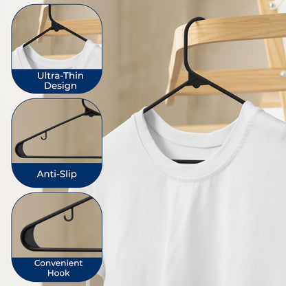 100-Piece Non-Slip Plastic Hangers, Space-Saving, 360° Swivel Hook