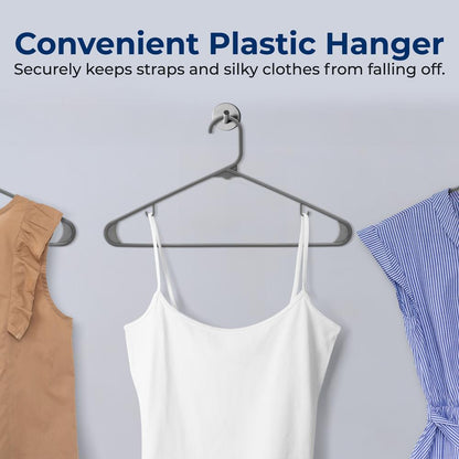 200-Pack Non-Slip Space-Saving Plastic Hangers, Sturdy, Gray