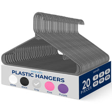 20 Pack Plastic Hangers, Space-Saving, Non-Slip, 360° Swivel Hook, Gray