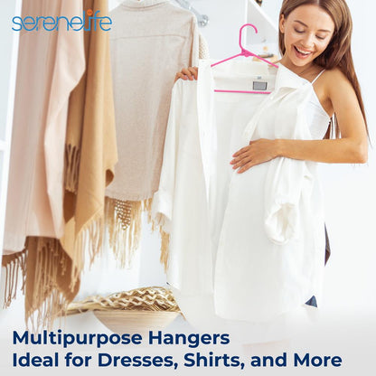 50 Pack Non-Slip Plastic Hangers, Space-Saving, Pink, 360° Swivel Hook