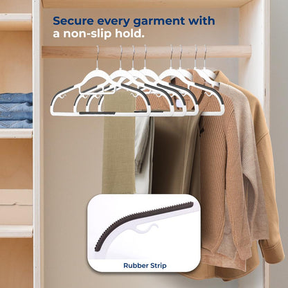 30-Pack Non-Slip Clothes Hangers, Space-Saving ABS Plastic, White