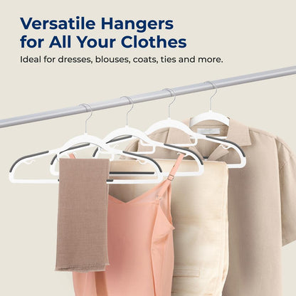 30-Pack Non-Slip Clothes Hangers, Space-Saving ABS Plastic, White