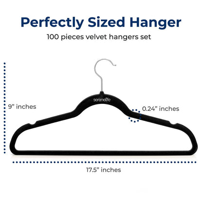 100-Pack Velvet Hangers Non-Slip Space-Saving Swivel Hook