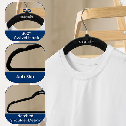 100-Pack Velvet Hangers Non-Slip Space-Saving Swivel Hook